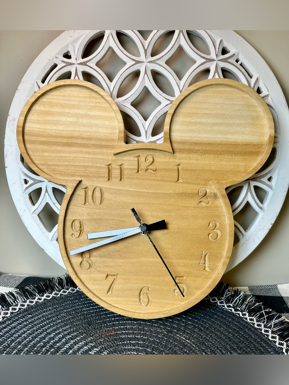 Mickey Mouse Wooden Clock - Disney-Inspired Natural Wood